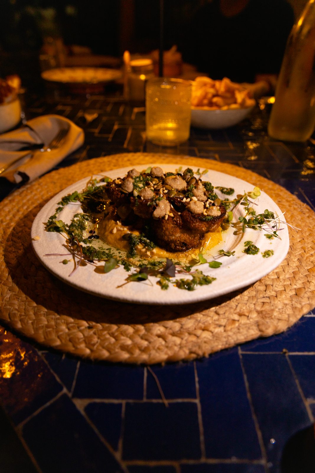 A candlelit table at an owner-run kitchen in town