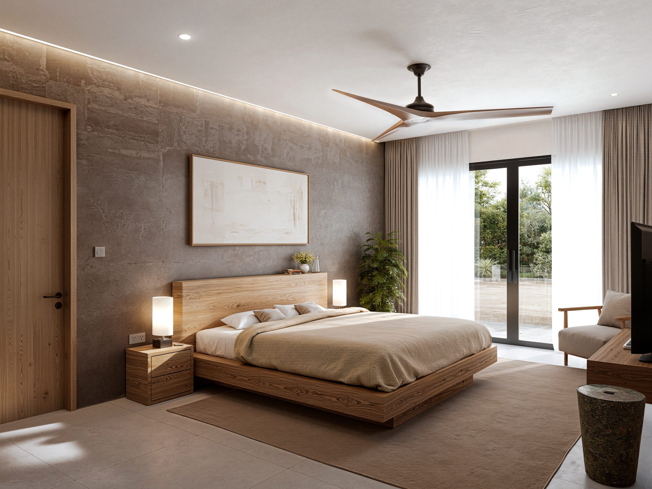 Bedroom opening to the terrace