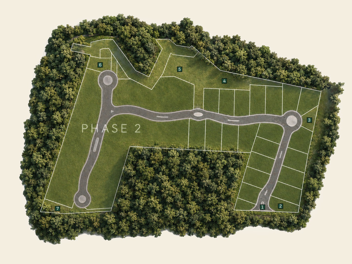 Site plan of Black Coast Estates showing the two phases and the shared amenities